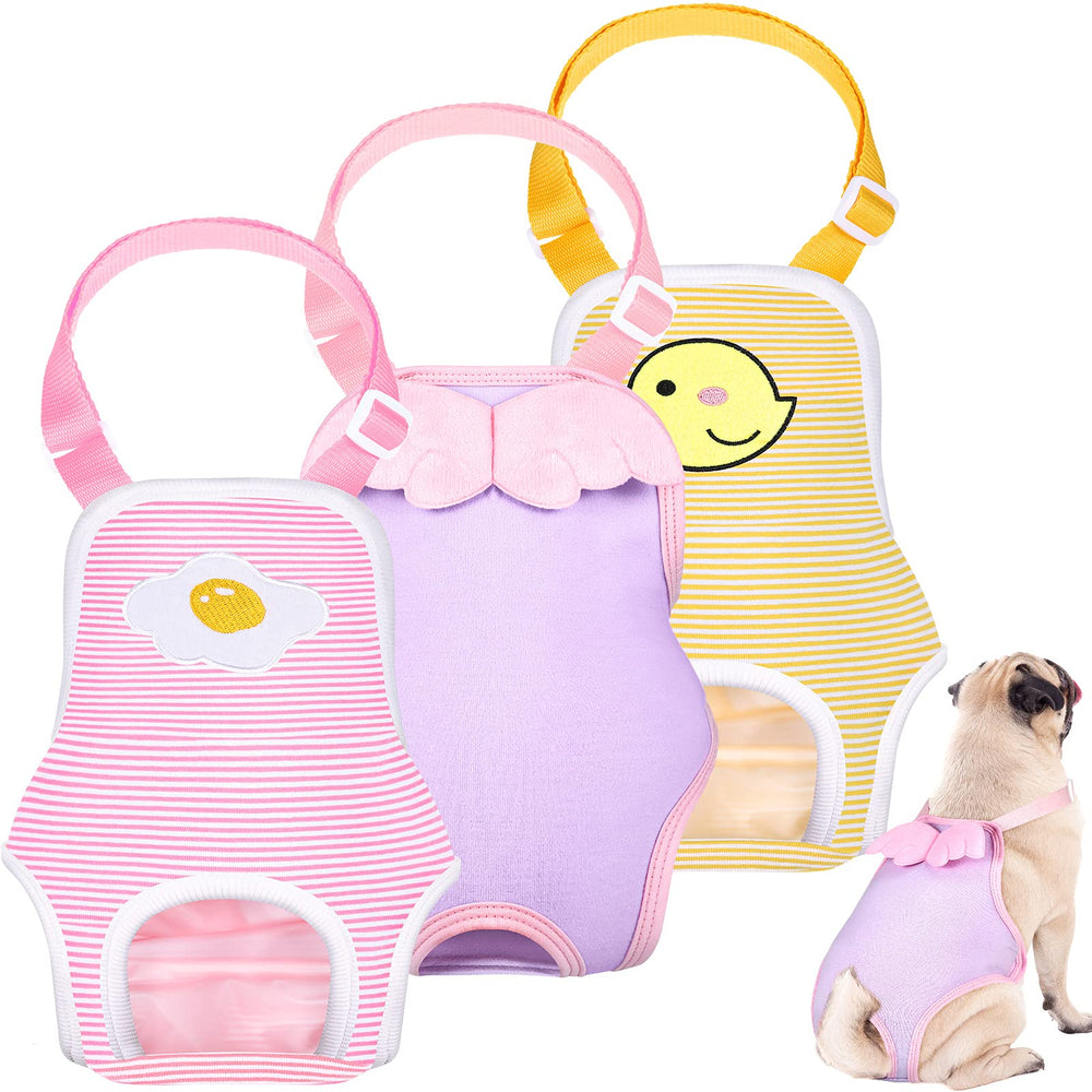 Nuanchu pañales femeninos para perros, juego de 3 piezas con tallas para un ajuste cómodo.