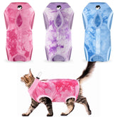 Traje de recuperación Nuanchu para gato en color azul, cómodo y flexible para moverse.