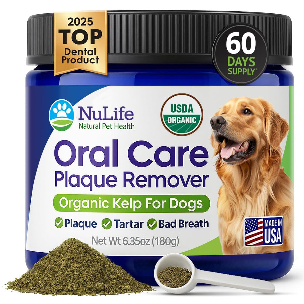 NuLife polvo dental para perros, bote vertido para espolvorear y facilitar la alimentación