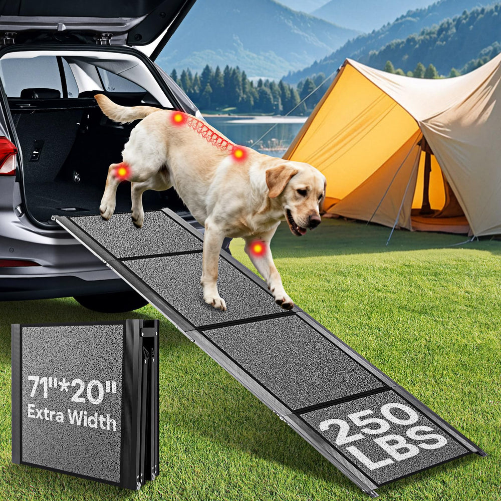NUOBESTY rampa para perro de 71 pulgadas facilita subir al coche sin esfuerzos.
