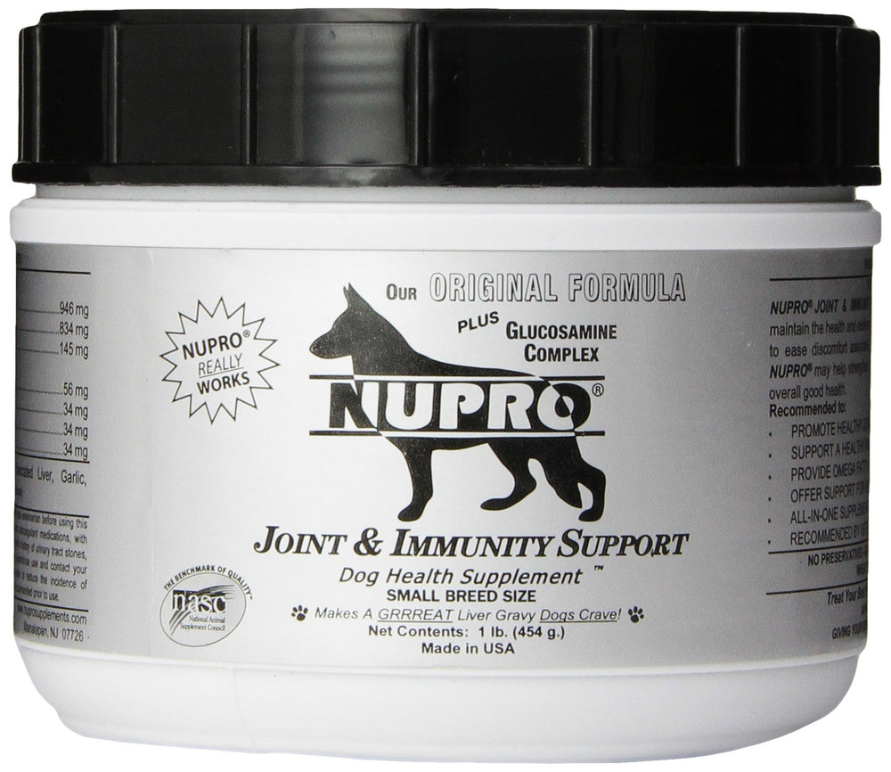Nupro Articulación: botella de 1 lb para perros activos.