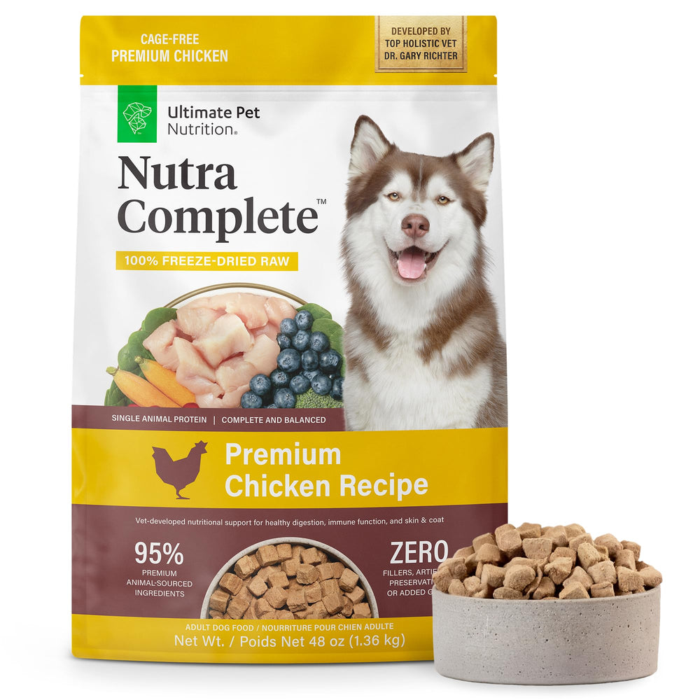 Nutra Complete empaque de pollo liofilizado en 3 libras para perros