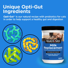 Nutri-Vet Leche Reemplazo Gatitos – favorece crecimiento sano.