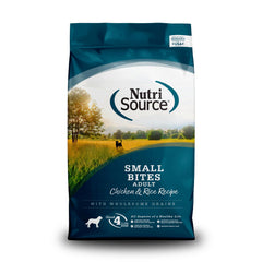 NutriSource alimento para perro adulto, bocados pequeños de pollo y arroz, digestión suave.