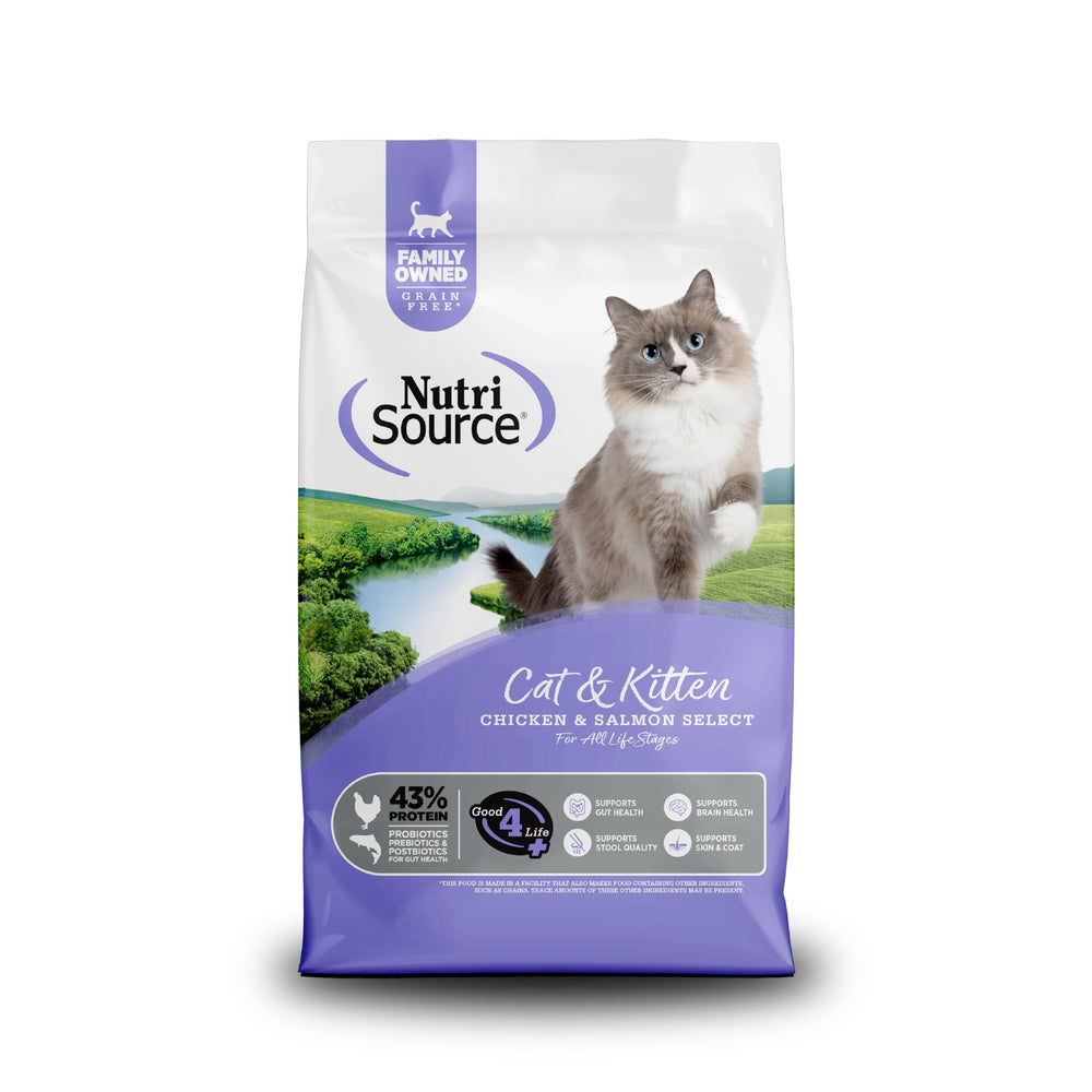 NutriSource frente del empaque, opción sin granos para gatos