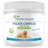 Nutrition Strength Folato para perros: botella vertida para facilitar la dosificación y apoyo cardiovascular.