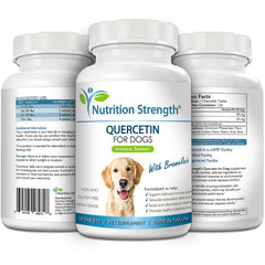 Etiqueta de Nutrition Strength Quercetina y Bromelina para perros, información de ingredientes.