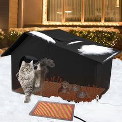 Nvifco casa-gato-calefaccion-exterior, vista frontal, refugio cálido para gatitos al exterior