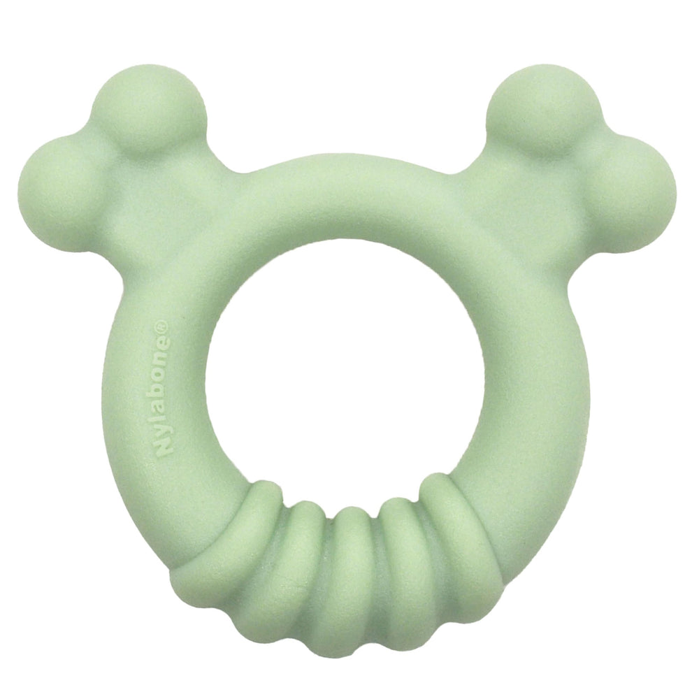 Nylabone, anillo-mordedor-sensorial-cachorros, promueve juego seguro.
