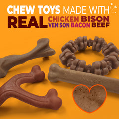 Nylabone Hueso Femur con bisonte y ciervo, masticación segura sin astillas.