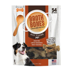 Nylabone Huesos Caldo de Res para perros, masticación segura y sabrosa.