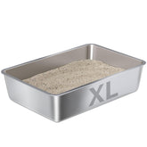 Nyutu caja de arena para gatos acero inoxidable XL, frente, limpieza rápida y reducción de olores.
