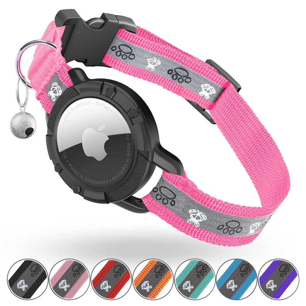Odokele AirTag collar ajustable hotpink XS para gatos, cómodo.