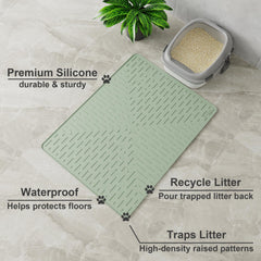 OHMO alfombrilla para arena de gato en silicona impermeable, evita manchas y olores.