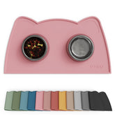 OHMO alfombrilla de comida para gatos rosa, antidesbordes para comidas limpias