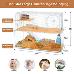 Oiibo jaula hamster con dos plataformas y rampas para explorar