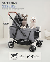OJCME Carrito para dos perros medianos, espacio suficiente para confort.