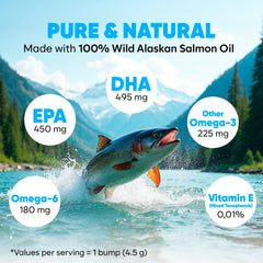 OKKÖBI aceite de salmón Alaska mejora pelaje suave y piel saludable.