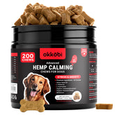 OKKÖBI masticables de cáñamo sabor ternera, lata de 200 piezas para calma sostenida.