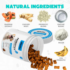 OKKÖBI probióticos para perros, sabor pollo para una experiencia agradable.
