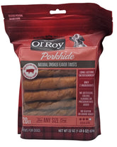 Ol' Roy torcidos de porkhide en bolsa de 22 onzas, ideal para masticar.
