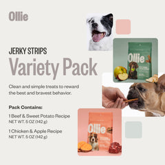 Ollie Jerky para perros, lista de ingredientes naturales y simples