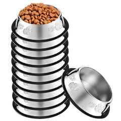 Olutacot conjunto de 10 tazones de acero inoxidable para mascotas, ideal para alimentación diaria.