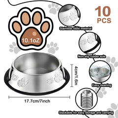 Olutacot tazon para mascotas de acero, ideal para alimentar en casa o en viaje.