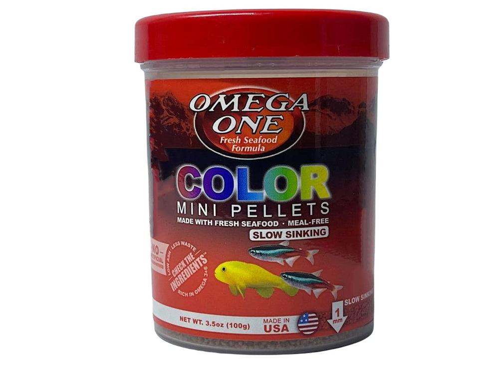 Omega One Color Mini Pellets: pellets coloridos para realzar el color de los peces.
