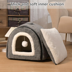 OMIVIER cama gato acolchado con tejido suave para confort diario.