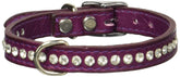 Collar OmniPet con cristales en cuero grape, ideal para ocasiones especiales