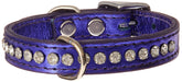OmniPet collar de cuero con cristales púrpura, detalle brillante para ocasiones especiales.