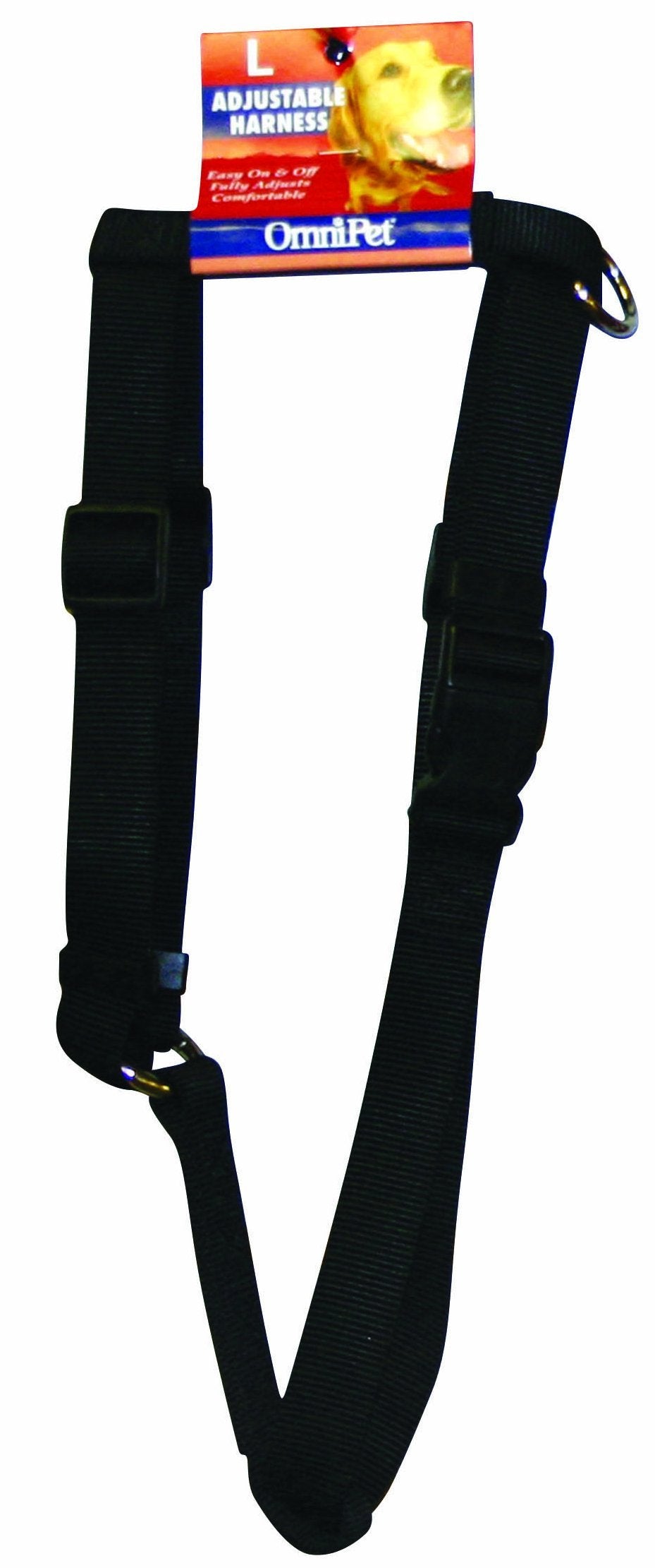 OmniPet Kwik Klip arnés de nylon negro ajustable para paseos cómodos