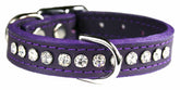 OmniPet Signature Leather Crystal Collar, detalle de cristales, lujo resistente para paseos diarios.