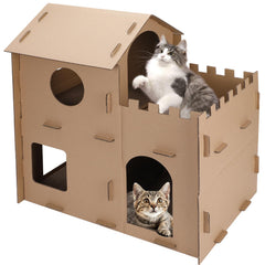 Ondware casa de gato de cartón multinivel para descanso cómodo y juego en casa