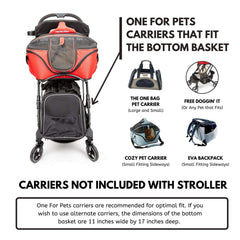 One for Pets carrito de paseo con ruedas 360 grados para maniobrabilidad.