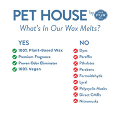 One Fur All Pet House Wax Melts vainilla y sándalo, sin colorantes.