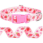 ONEFOJOJO collar perro diseño rosa fresa, cómodo para paseos diarios