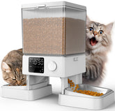 Oneisall alimentador automático para gatos, vista frontal, facilita la alimentación diaria.