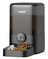 oneisall alimentador automatico para gatos, vista frontal estable para comidas puntuales