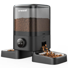 oneisall alimentador automático para gatos con dispensador de alimento para dos felinos, beneficio de dos gatos.