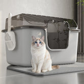 Oneluck caja de litter grande con tapa transparente para observar al gato