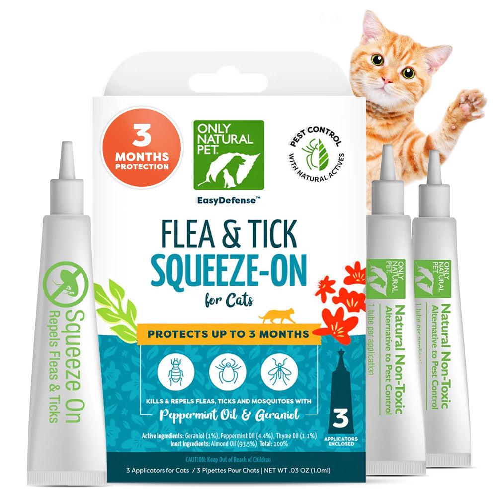 Only Natural Pet EasyDefense para gatos, tubo mensual para protección de pulgas.