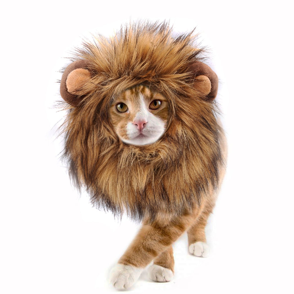 Onmygogo melena de león para gatos, disfraz realista para Halloween