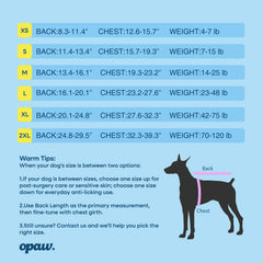 OPAW Recovery Suit, cierres ajustables, ajuste seguro para cada mascota
