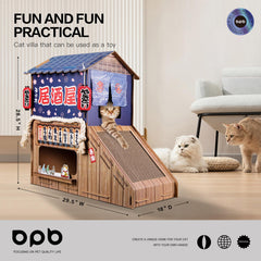 opbodqo casa gato carton rascador lateral: afila uñas con facilidad
