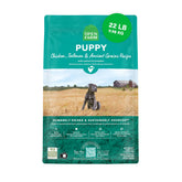 Open Farm cachorro con granos antiguos en tazón, fuente de proteína y fibra para cachorros felices.