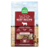 Open Farm patty crudo 95% carne, porción sabrosa para perros.