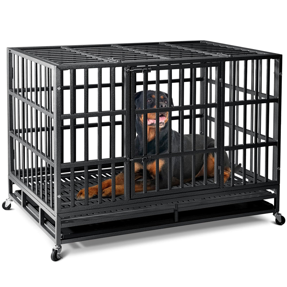 Oranland jaula para perro XL con puertas dobles, acceso seguro para perros grandes.