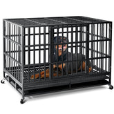 Oranland jaula para perro XL con puertas dobles, acceso seguro para perros grandes.